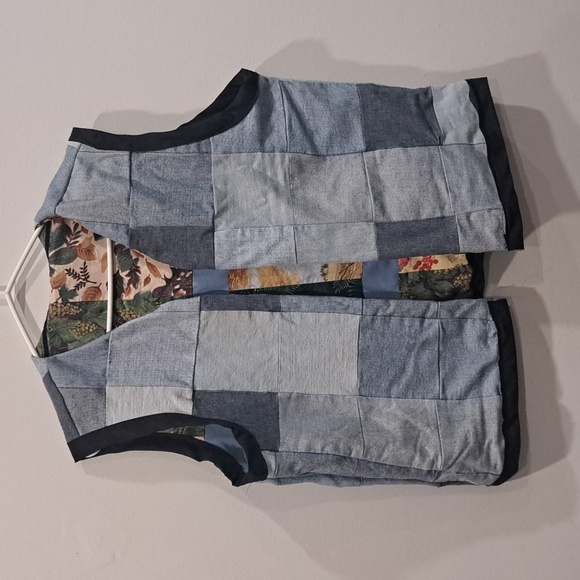 Handmade Jackets & Blazers - Patchwork Denim-Style Vest in Light and Dark Blue